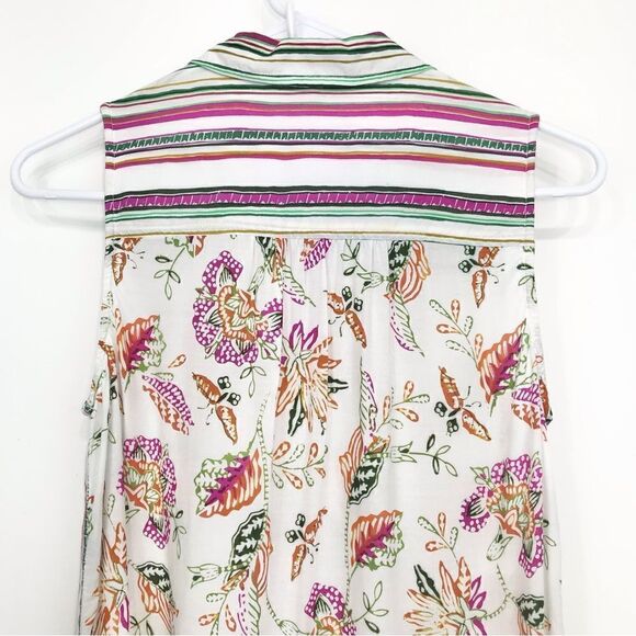 Anthropologie Akemi + Kin Ira Sleeveless Contrast Print Button Up Blouse - Picture 8 of 15